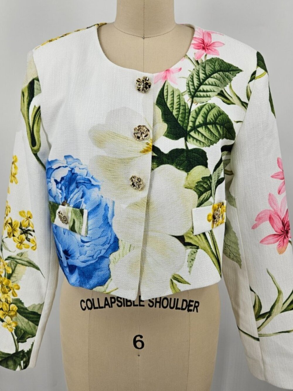 Karl Lagerfeld Paris Jacket Womens 14 Floral Tweed Bolero Crop
